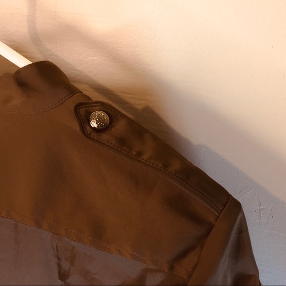 2/$20 Express Silky Brown Military Blouse - Picture 9 of 10